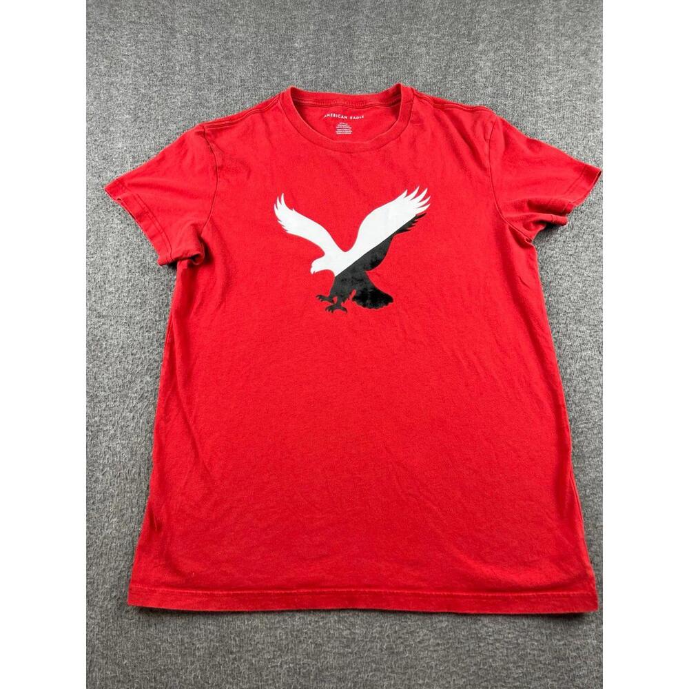 American Eagle Red Graphic T Shirt with Eagle Logo Size Medium